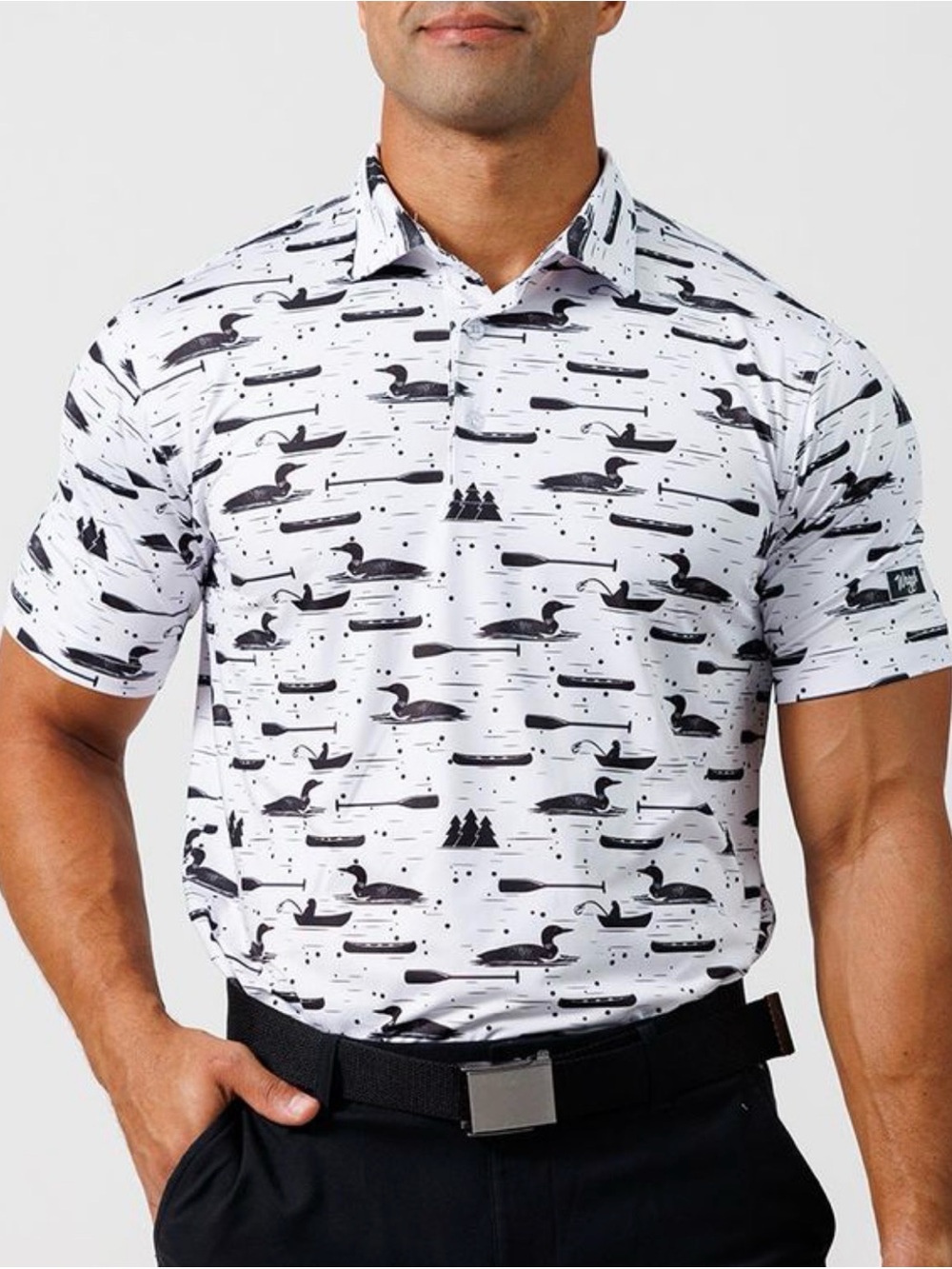 Waggle Loon Lake Men's Golf Performance Wear Polo Shirt Size 2XL